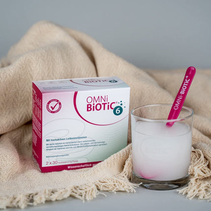 OMNi BiOTiC 6 | Glass Jar | 60 servings (120g) | 6 bacterial strains | 4 billion germs per daily dose | Powder | With inulin | Vegan | Gluten-free | Lactose-free | For daily use