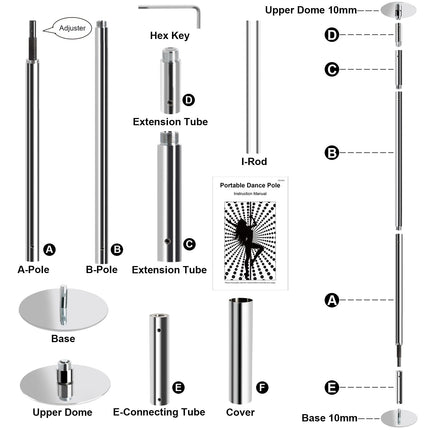 Leogreen 1 Pole Dance Pole, Silver, L