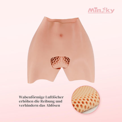 Minaky Crossdresser Silicone Panties Hip Lifting Hollow Out Crotch, Silicone Fake Butt Pants Huge Hips for Transgender Drag Queen Crossdressing Cosplay, Ivory White