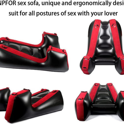 Sex Sofa Sex Furniture Pillow BDSM Sex Toys Inflatable Pillow for Couple Sexual Position Support Multifunctional Ramps，PVC Flocked Sex Chair Ramp Furniture with Bondage