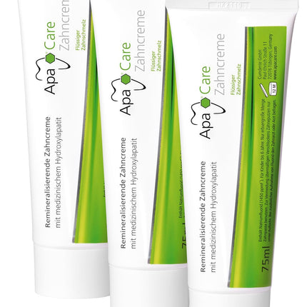 ApaCare Remineralizing Toothpaste with Liquid Enamel | Strengthens, smoothes, and whitens teeth | For sensitive teeth | 3 x 75 ml