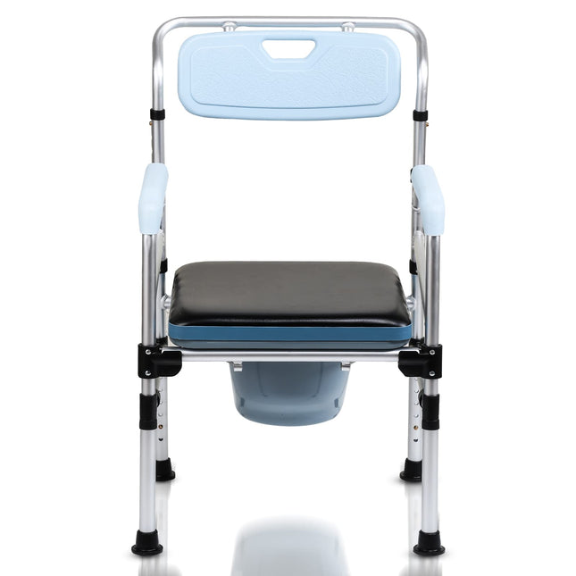 Randaco Commode Chair, Height-Adjustable Commode Chair, Non-Slip Toilet Chair Bucket, Shower Chair with Armrests and Backrest, with Lid, Load Capacity up to 150 kg, for Seniors, Disabled and Pregnant Women