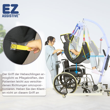 EZ Assistive Full Body Patient Lift Sling features a four points mesh sling for patient transfers and supports up to 500lbs (230kgs). (large)