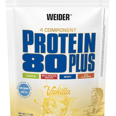Weider - Protein 80 Plus - 4-component protein powder - High protein content with 80% protein - Creamy shakes with calcium &amp; vitamin B6 - 500g - Vanilla