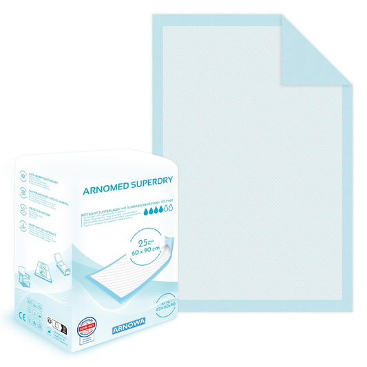 100x ARNOMED Inkontinenzunterlage Einweg , saugfähige Krankenunterlagen 60x90cm, Baby Wickelunterlage Einweg, 5-lagige Zellstoff Unterlagen Bett bei Inkontinenz, Betteinlagen Einweg, Wickelunterlage