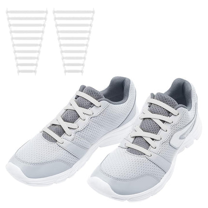 RJ-Sport (20 Schnürrlie's Elastic Silicone Shoelaces Flat for Children and Adults - Perfect Loopless Shoelace Replacement (White)