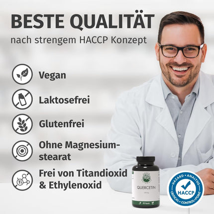 Quercetin High Dose - 180 capsules of 500 mg each, made in Germany with an extract content of 95% - 6-month supply - Pharmacy quality - Green Naturals®