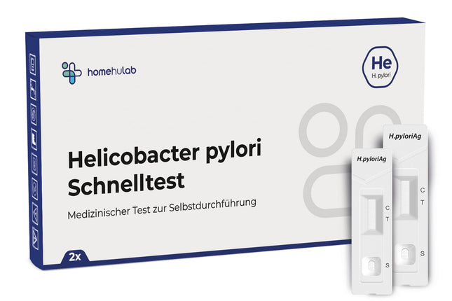 Homehulab 2x Helicobacter Pylori rapid test for home use, simple antigen stool test for stomach complaints such as heartburn or gastritis, can be used as a self-test (2x test)