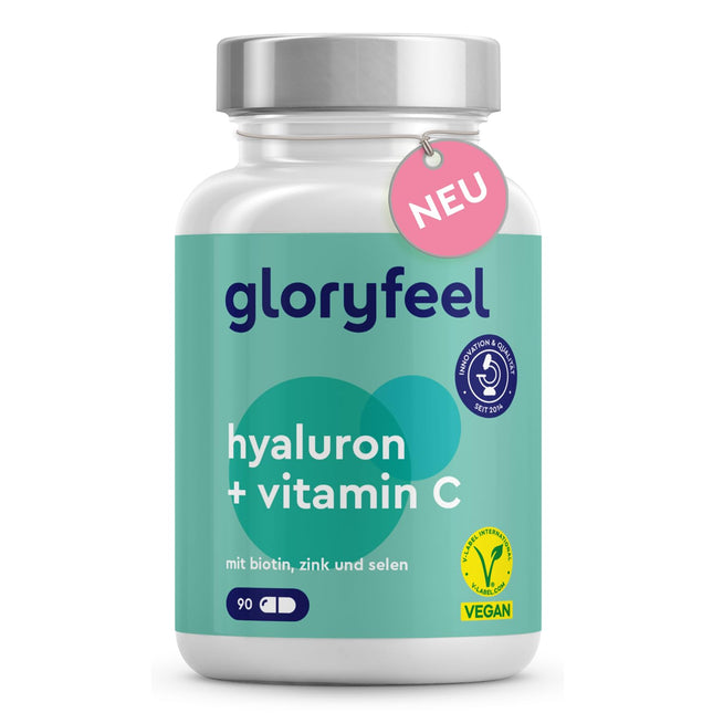 Hyaluronic acid capsules 500mg + zinc, biotin, vitamin C &amp; selenium - ActiHyal® branded raw material highly bioavailable + low molecular weight for easy absorption (0.8-1.5mDa) - 90 vegan hyaluronic capsules