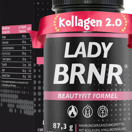 BRNR LADY BRNR - BeautyFit Metabolism Formula with Vitamin B6, Connective Tissue with Copper, Collagen, High Dose Hyaluronic Acid, Biotin, 120 Capsules