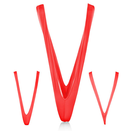 Neer Men's String Mankini Funny Borat Thong Swimming Underwear Christmas V Shape Swimsuit (Red, Classic)