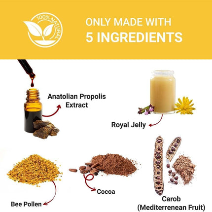 Bee&amp;You Royal Jelly Pollen Propolis with 500 mg 60 Tablets (Propolis Capsules - Chewable Tablets - Propolis Extract - No Additives - Fair Trade - Natural &amp; Controlled Ingredients)