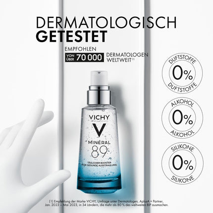VICHY Hyaluron-Boost Moisturizing Serum, Plumping, Anti-Wrinkle, With Hyaluronic Acid and Essential Minerals, Minéral 89, 50 ml