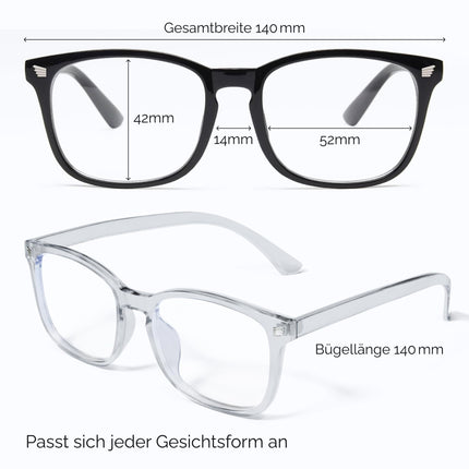 livho 2 Pack Blue Light Blocking Glasses, Computer Reading/Gaming/TV/Phones Glasses for Women Men, Anti Eyestrain &amp; UV Glare (Light Black+Clear)
