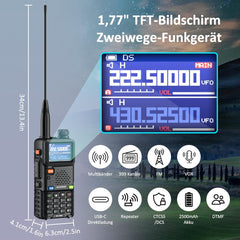 BAOFENG 5RM Dual Band Radio for UHF VHF Licensed Required Amateur Radio Powerful Handheld Radio Long Range 999 Channels FM Radio VOX DTMF Walkie Talkie with 2500mAh Battery