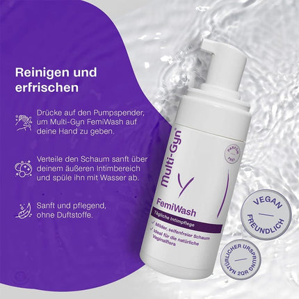 Multi-Gyn FemiWash for daily intimate care for women to maintain a healthy intimate area – Intimate Wash Lotion for Women – Soap-free microfoam intimate wash lotion for women – approx. 100 applications - 100 ml