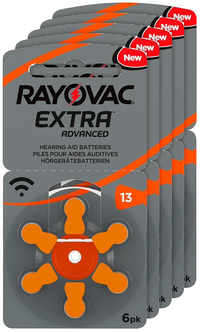 RAYOVAC Hearing Aid Batteries 13 Extra Advanced 1.45V 310 mAh, 5x 6-pack