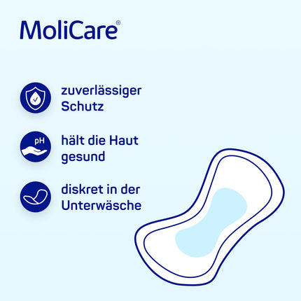 MoliCare® Pad Night - Incontinence pads for mild to moderate bladder weakness at night for men and women | anatomically shaped, absorbent, breathable, and discreet | 30 pads