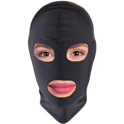 BDSM mask by FOPS 100% spandex SM mask S/M for slaves &amp; role plays stretchable up to 58 cm eyes &amp; mouth free breathable &amp; comfortable perfect for hot control &amp; stimulation games black FOPS B23-1