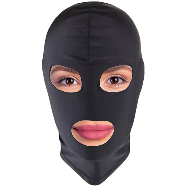 BDSM mask by FOPS 100% spandex SM mask S/M for slaves &amp; role plays stretchable up to 58 cm eyes &amp; mouth free breathable &amp; comfortable perfect for hot control &amp; stimulation games black FOPS B23-1