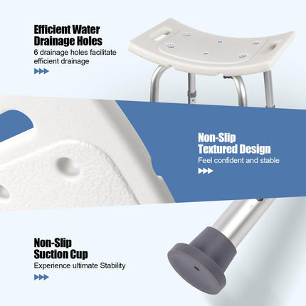 Ez2care Shower Stool, Height-Adjustable Shower Chair for Seniors, Non-Slip Bath Stool, Safe Aluminum Shower Seat, Lightweight Shower Aid for Bathtubs, 136KG Load Capacity