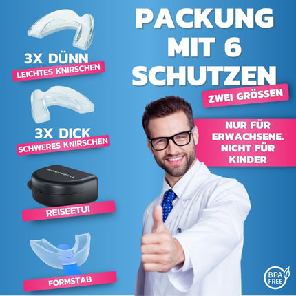 HONEYBULL Nighttime Teeth Grinding Guard [6-Pack - Mixed] Available in 2 Sizes | Comfortable Custom Mouth Guard for Teeth Grinding, Bruxism, and Nighttime Bite Guard (Mixed)