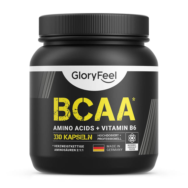 BCAA 330 Capsules - Essential Amino Acids Leucine, Valine and Isoleucine Plus Vitamin B6 - Laboratory tested and manufactured in Germany without additives