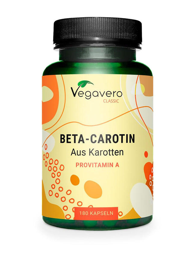 Beta Carotene Capsules | Price-Performance Winner 2024* | 100% natural from carrot extract | Tanning Capsules - Eyes* | German production Vegavero® | Laboratory-tested, vegan, no additives | 180 Capsules