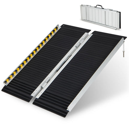 COSTWAY Wheelchair Ramp 91 cm, Folding Ramp Portable &amp; Anti-Slip Load Capacity up to 272 KG, Aluminum Access Ramp, Threshold Ramp for Wheelchair Stairs Doors (91 x 74 cm)
