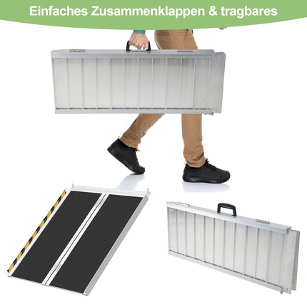 Izrielar Wheelchair Ramp Foldable 91CM, Wheelchair Ramp, Aluminum Wheelchair Ramp, Non-Slip Ramp Wheelchair, Mobile Access Rail Load Capacity up to 270kg, Folding Ramp for Stairs, Steps, Barriers