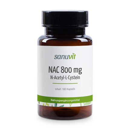 Sanuvit® - NAC | 180 Capsules | High Dosage | N-Acetyl-L-Cysteine ​​| High Bioavailability and Tolerability | Vegan | Made in Austria (180 Capsules, 800 mg)