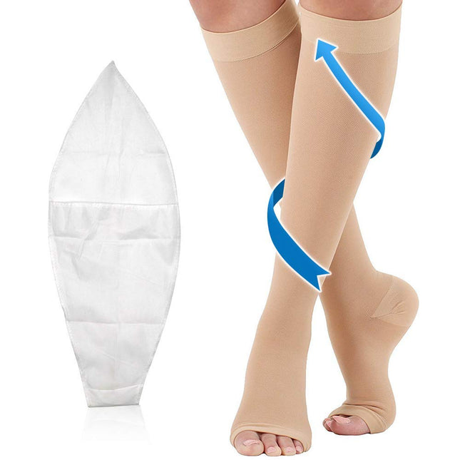 Medical compression stockings for women and men 20-30 mmHg, professional ankle care, support stockings with gradient compression for varicose veins, blood circulation promotion - flesh color L