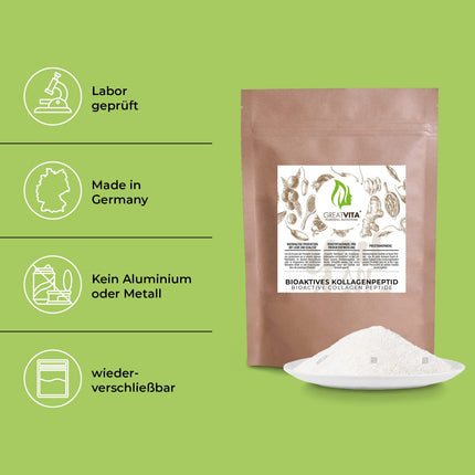 Bioactive Collagen Powder 400g | Premium Quality - Pure Powder | Hydrolysate Peptide Type Collagen Protein - Flavorful, No Additives | GreatVita