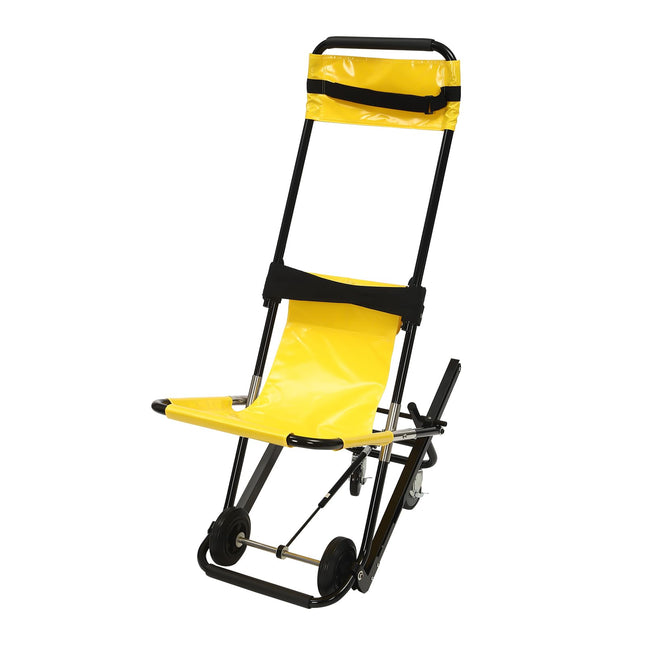 Manual Stairlift Chair, Portable Folding Stair Chair, Adjustable Folding Evacuation Chair with 4 Wheels, Load Capacity 350.53 lbs, Aluminum Stairlift Chair for Elderly, Yellow