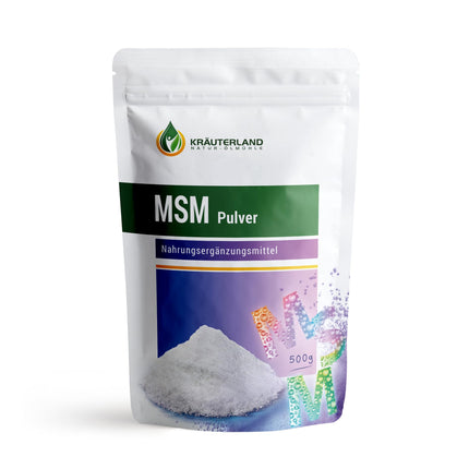 Kräuterland MSM Powder (Methylsulfonylmethane) 500g - high dosage, pure organic sulfur - natural, vegan - premium quality without additives