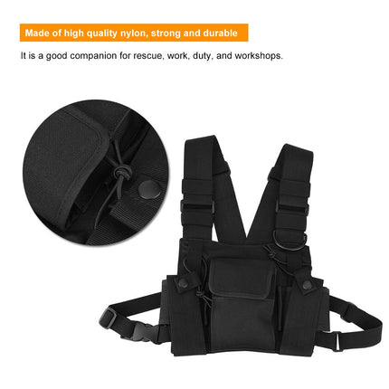 143 Walkie Talkie Chest Rig Chest Rig, Hands-free Adjustable Bag with Hanging Nylon Walkie Talkie Chest Pack, for Police, Production Workshops, Construction Sites