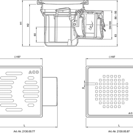 ACO JUNIOR cellar drain with backflow preventer DN 100