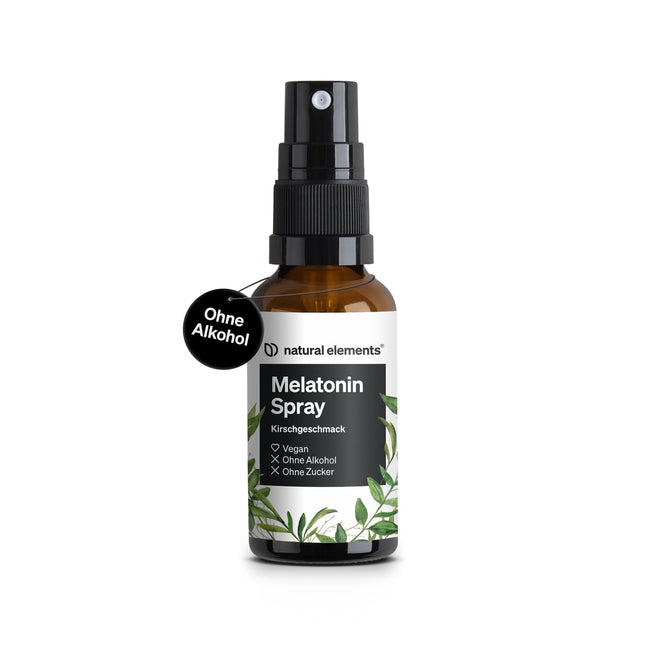 Melatonin Spray Cherry – 0.5 mg melatonin per daily dose – Sugar-free – with vitamins B1 and B6 – 30 ml, vegan, produced in Germany