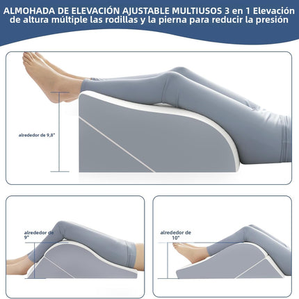 2PCS Leg Elevation Wedge Pillow for Sleeping, Leg Wedge Pillow after Knee Replacement after Surgery, Leg Wedges for Elevation for Swelling, Circulation, Adjustable 3-in-1 Height Foam Pillow Wedge