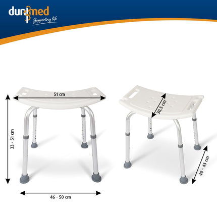 Dunimed Shower Stool - Height-Adjustable Shower Chair 39-52cm - Anti-Slip Shower Seat - Shower Aid - Bath Seat (Without Backrest)