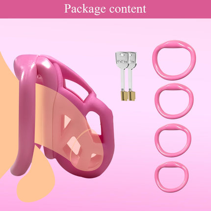 7.0 Cobra Penis Cage, 3D Chastity Cage Male Cock Cage, with Mini Lock &amp; 4 Arc Testicle Rings Penis Ring, Chastity Cage for Men, Chastity Belt for Men, BDSM Sex Toy for Men (Pink, M)