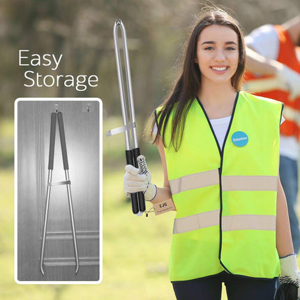 EJG 92 cm Long Commercial Garbage Grabber, All-Purpose Grabber, Lightweight Aluminum &amp; Rustproof, Trash Tongs, Waste Collection Garden Grabber Plogging for Garbage Collection (Black)
