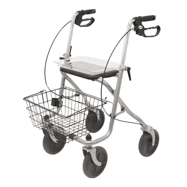 Drive Medical WA015 Migo Rollator made of steel, 4 wheels, with storage, silver