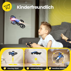 Holy Stone HS210F Mini Drone for Kids, 2 in 1 RC Quadcopter with Landing Mode and Flight Mode, One Key Start, Altitude Hold, 3D Flips, Headless Mode, Toy Gifts for Boys, C0 (Blue)