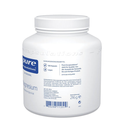 Pure Encapsulations Magnesium Glycinate | 180 Capsules (2-month supply) | Organically bound magnesium | Contributes to the reduction of tiredness and fatigue | Highly absorbed by the body