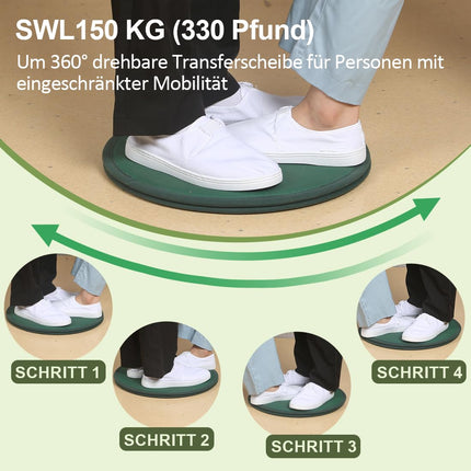 Ehucon Pivot Disc and Patient Transfer Board, Turning Devices for Elderly and Disabled People, Easy Turning Aids from Bed to Wheelchair, Chair or Car, 15.7 Inch Diameter