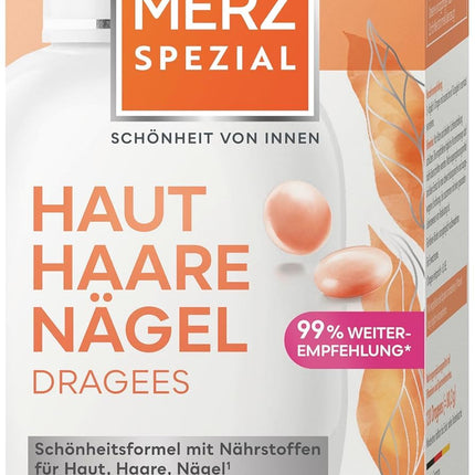 Merz Special Skin Hair Nails Coated Tablets – 1 x 120 Coated Tablets – Food supplement with 13 micronutrients for radiant skin, shiny hair and strong fingernails