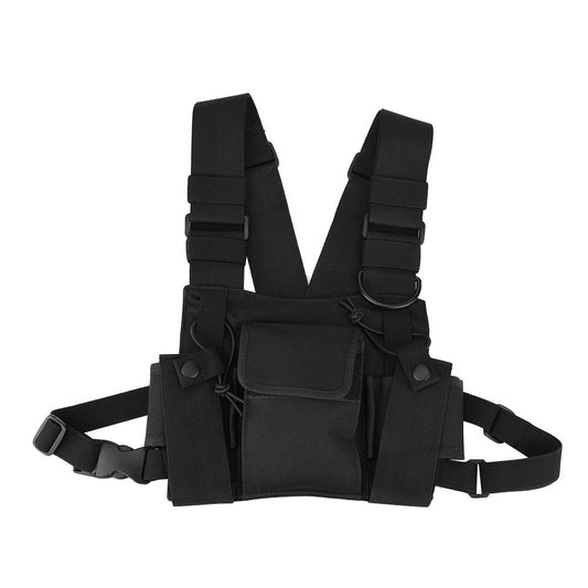 143 Walkie Talkie Brusttasche Chest Rig Brust Rig, freihändige verstellbare Tasche mit hängender Nylon-Walkie-Talkie-Brusttasche, für Polizei, Produktionswerkstätten, Baustellen