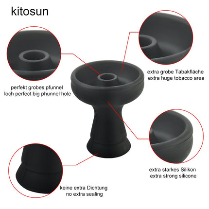Silicone Shisha Phunnel Head - Kitosun Shisha Accessories Silicone Phunnel Heads with large hole with durable Shisha head black color for right replacement for clay &amp; ceramic bowls 8.9cm large