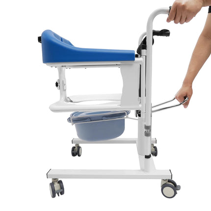 BRRIDE Hydraulic Patient Lift Wheelchair, Commode Chair for Seniors, Portable Bathroom Chair Height Adjustable Transfer Chair Shower Chair with Wheels, for Sick, Disabled, Pregnant Women